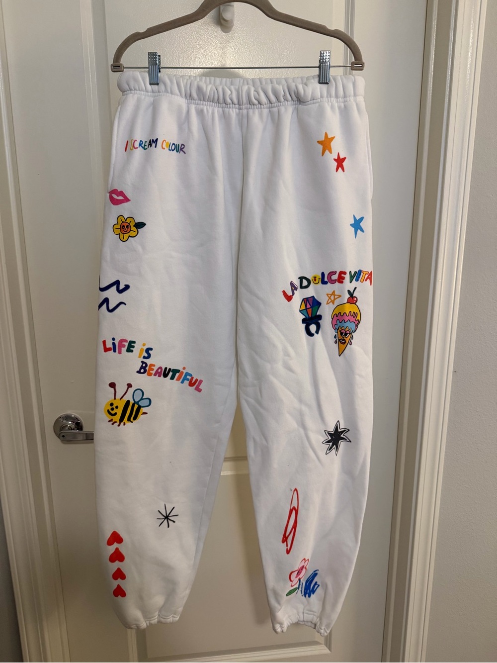 The Mayfield Group White Graphic Jogger Sweatpants - Colorful Print